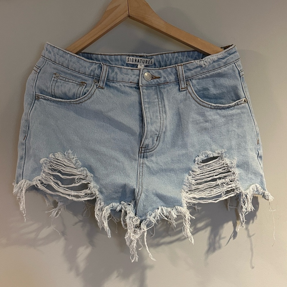 American Eagle Outfitters Light Blue Distressed Jean Shorts